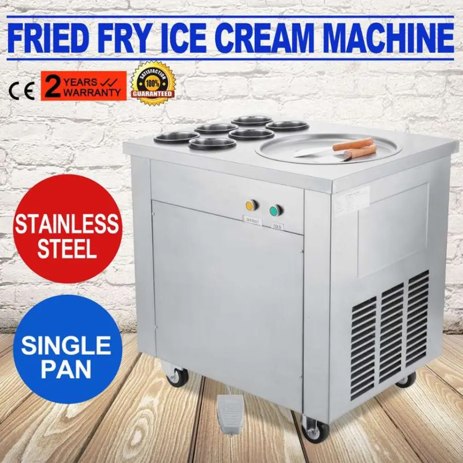 Single Pan Fried Ice Cream Machinery Equipment Making Ice Cream Soft Ice Cream bar Machine — image 3