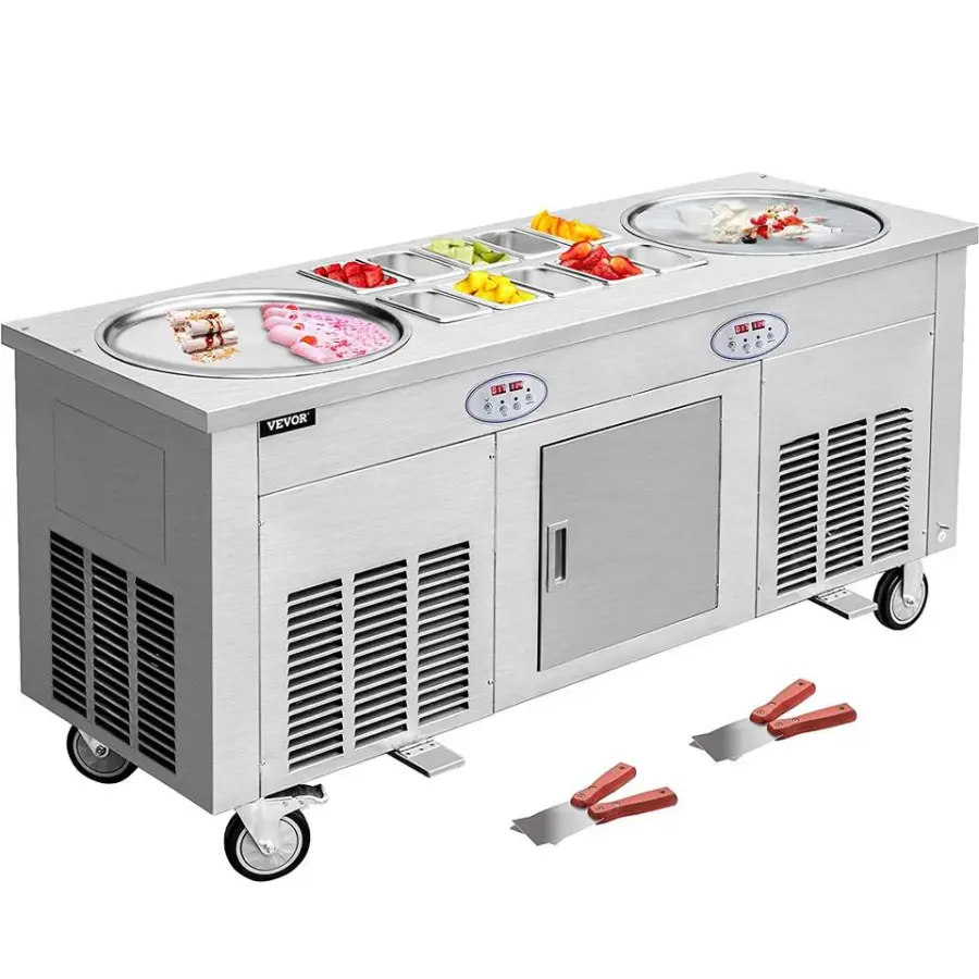 Ready Stock Double Pan 45cm Fried Ice Cream Machine Thailand Ice Cream Roll Maker — view 1
