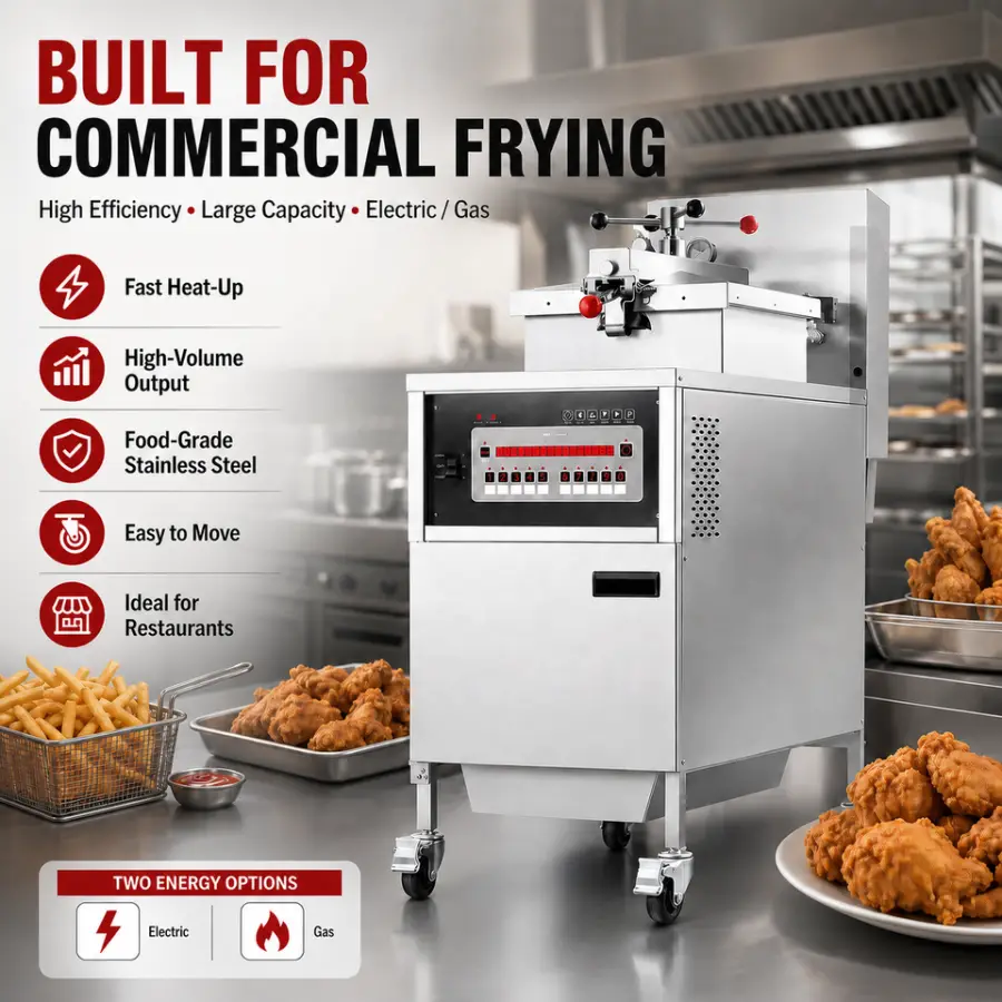 Equipamiento Para Cocina De Restaurante De Comida Rapida KFC Freidora Para Papas Fritas Y Freidora a Presion Para Pollo — view 2