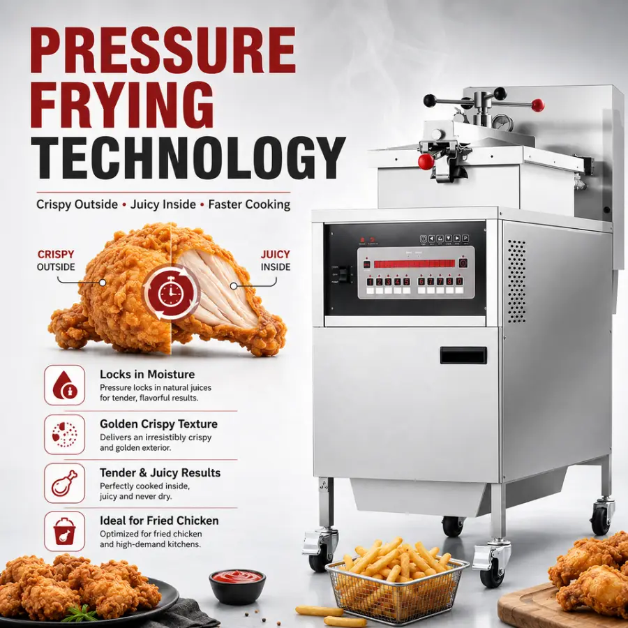 Equipamiento Para Cocina De Restaurante De Comida Rapida KFC Freidora Para Papas Fritas Y Freidora a Presion Para Pollo — view 3