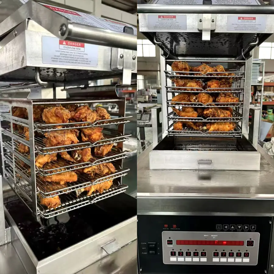 Commercial High Quality CE Henny Penny Automatic Lifting Fried Chicken Shop Chicken Fryer 8-head 55L Pressure Fryer — image 6