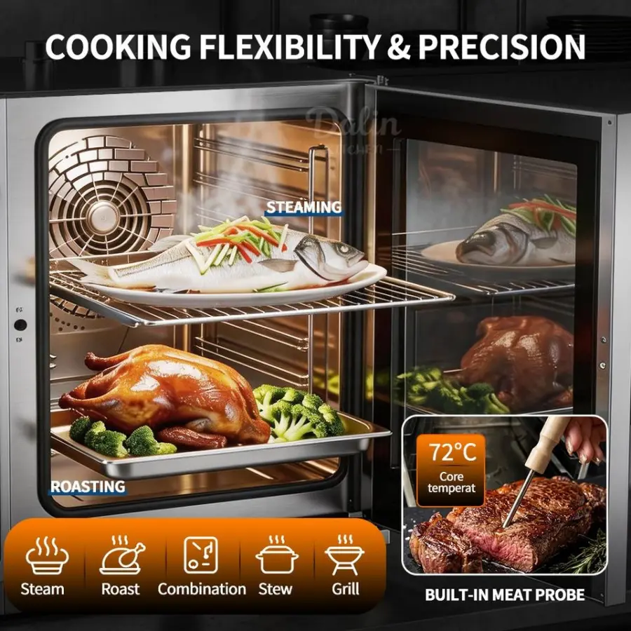 Industrial Convection Oven Combi Oven 20 Tray Electric Rotary Steam Baking Oven Commercial Kitchen Equipment Catering Supply — image 4