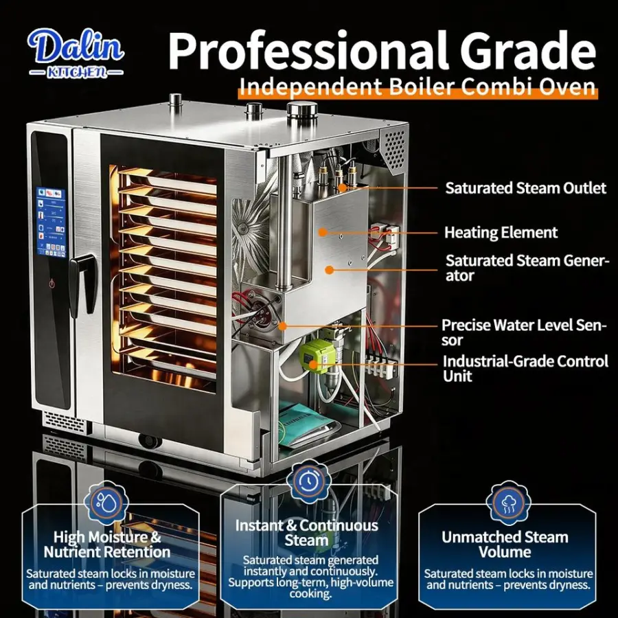 Commercial Electric Convection Oven Combi Oven 10 Tray With Meat Probe Stainless Steel 304 for Bakery Restaurant Hot Sale — image 6
