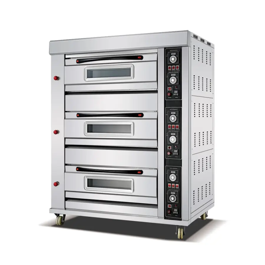 High Quality 3 Deck 6 Trays Commercial Kitchen Bakery Machine Equipment Baking Oven Bread Cake Deck Oven — view 1