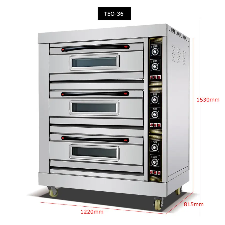 High Quality 3 Deck 6 Trays Commercial Kitchen Bakery Machine Equipment Baking Oven Bread Cake Deck Oven — image 3