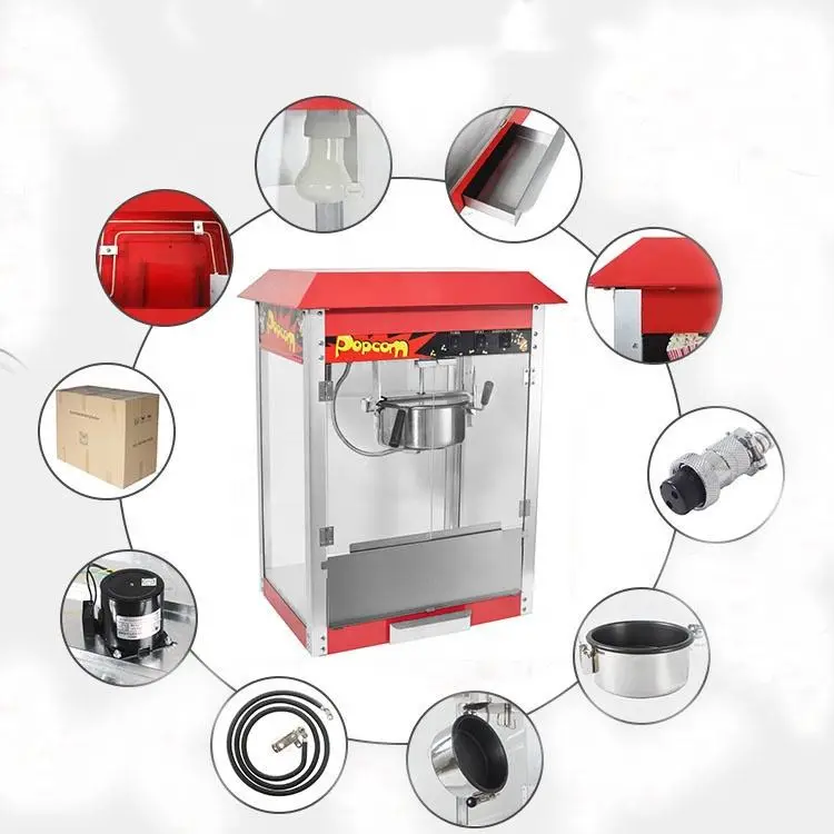 Factory Industrial Strong Structure Commercial 8oz Kettle Popcorn Machine Machine With Safe Organic Glasses — image 5