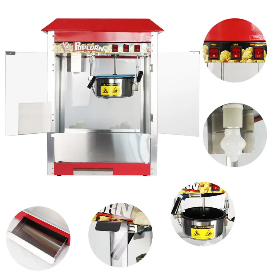TARZAN Commercial Transparent Glass Electric Popcorn Making Machine With Non-stick Pot — image 7