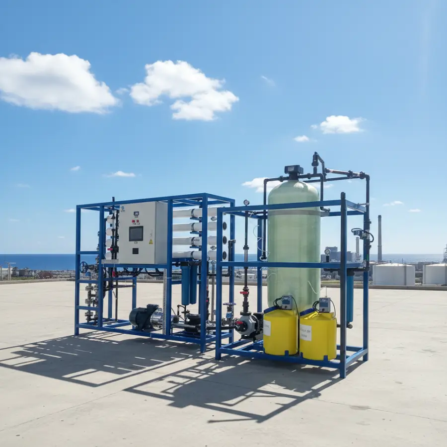 Sea Water Filtration Unit Reverse Osmosis Desalination 2000L/Hour Capacity 1 Year Warranty PLC Motor ISO9001 Pump Bearin — view 1