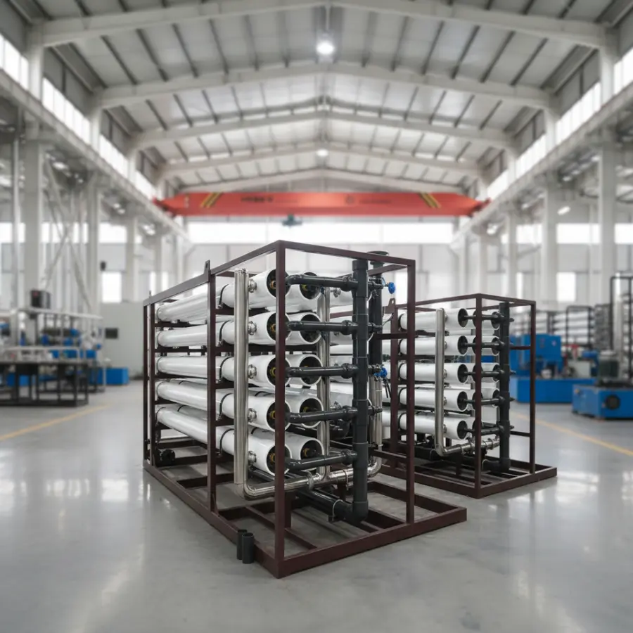 RO Pure Water Machine Reverse Osmosis System Desalination with Pressure Vessel Pump PLC 10000L/Hour Well Tap Water Purif — view 1