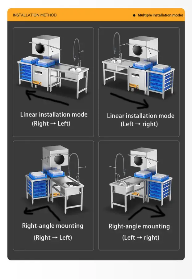 OEM Factory Multi-Functional Commercial Dishwasher Stainless Steel Commercial Kitchen Smart Dish Washing Machine Use Set — view 3