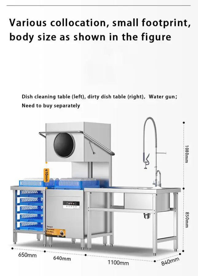 Factory OEM Wholesale Hotel Freestanding Commerce Electric220v 110v Dishwashers 304 Stainless Steel Fully Automatic Dishwasher — image 4