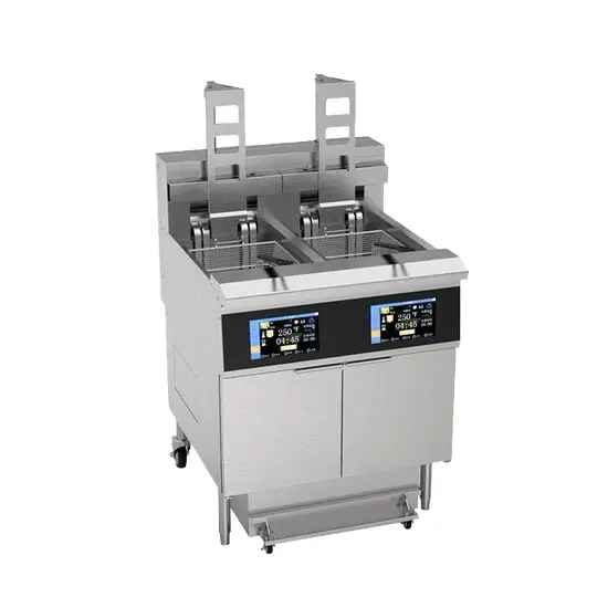 Commercial Deep Fryer with Single and Double Cylinders, Temperature Control and Timer, Large Frying Basket, Suitable for — view 1