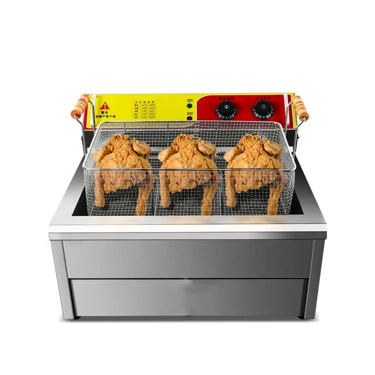Commercial Deep Fryer with Single and Double Cylinders, Temperature Control and Timer, Large Frying Basket, Suitable for KFC — image 3