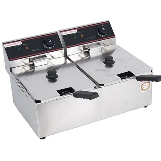 Commercial Deep Fryer with Single and Double Cylinders, Temperature Control and Timer, Large Frying Basket, Suitable for KFC — image 7