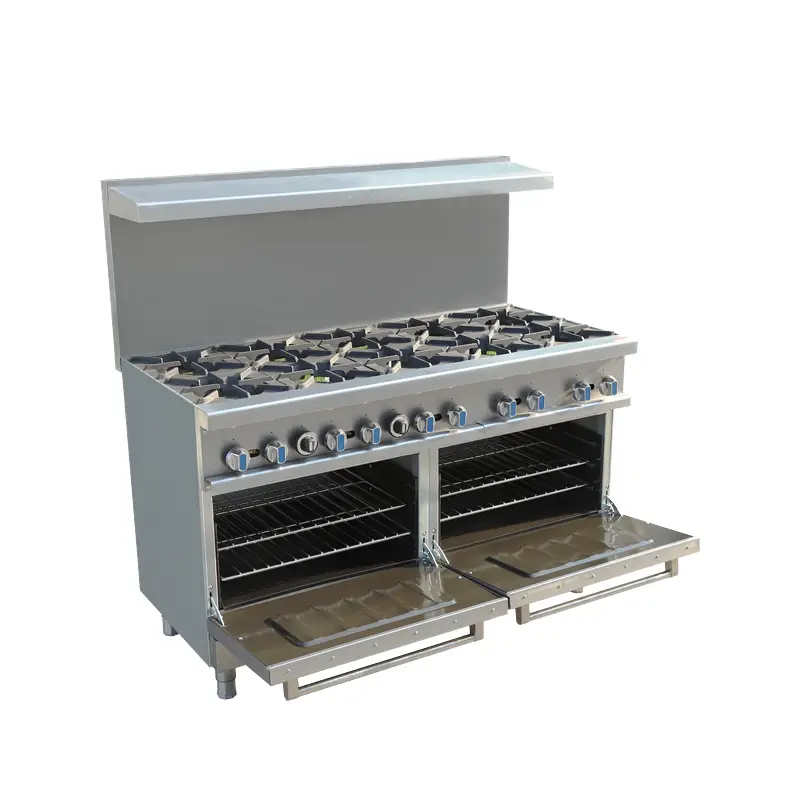 Factory-customized Kitchen Equipment Sets Commercial Restaurant Kitchen Equipment 10 Burners Gas Cooking Range with Oven — view 1