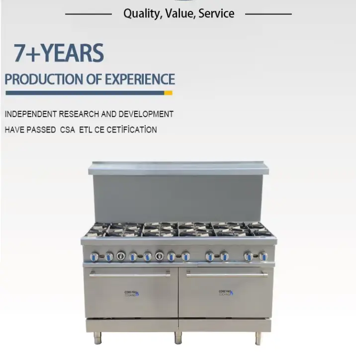 Factory-customized Kitchen Equipment Sets Commercial Restaurant Kitchen Equipment 10 Burners Gas Cooking Range with Oven — image 5