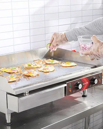 Commercial Kitchen Equipment Electric Gas Flat-bottom Frying Pan Griddle Plate Tabletop Stainless Steel Griddle Noise Reduction — image 4