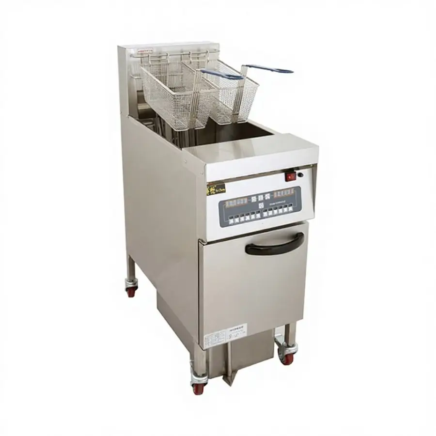 Commercial Electric Stainless Steel Deep Fryer Oil Filter Two Baskets 9KW Power for Crispy Fried Chicken Pork Chop Potato Chips — image 5