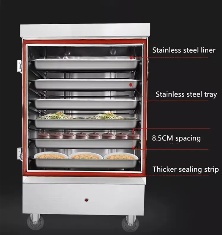 Factory Multifunction Commercial Electric Stainless Steel Food Steamer Cabinet 4-24 Trays Digital Display Touchscreen Energy — image 3