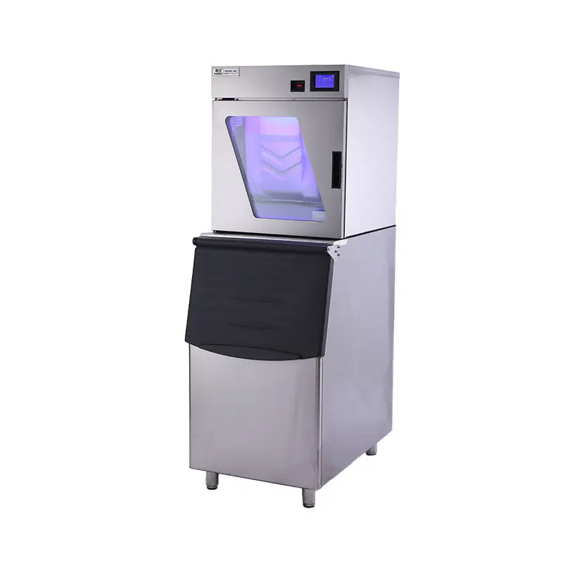 HENGZHI Automatic Commercial Ice Maker Machine Large Capacity Ice Machine Blue Light Stainless Steel Electric Cube Ice M — view 1