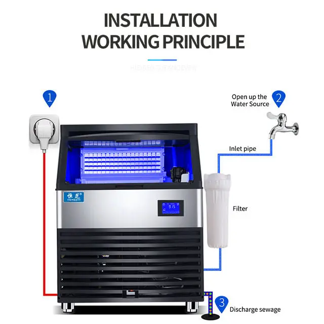 Professional 73kg/24hr Ice Maker Machine for Commercial Cube Ice Maker — image 4