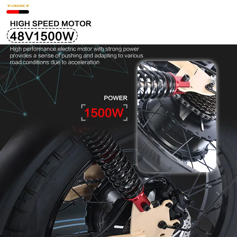 AKEZ 20" 48V 1500W Fat Tire Electric Bike-Powerful, High-Speed, Off-Road Ready, Perfect for Adventure & Outdoor Exploration — image 5