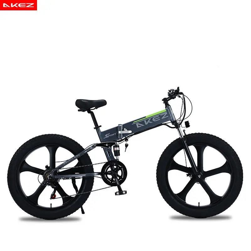 Akez 26" Folding Electric Bike | 48V 1000W Motor | 10.4Ah Battery | Lightweight Foldable E-Bike for Adults Commuting — view 6