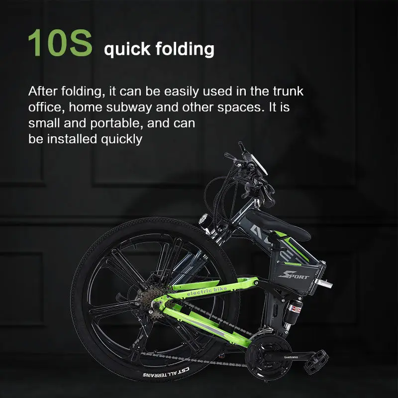 Akez 27.5" Folding Electric Bike 48V 500W | Portable 9Ah Lightweight 7-Speed E-Bike with Hydraulic Brakes for Travel & Commuting — image 4
