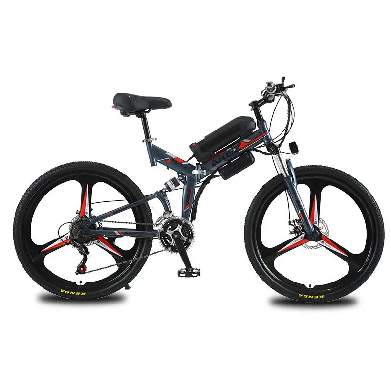 AKEZ 26" Folding E-Bike for Adults | Portable Carbon Steel Frame | Safe Dual Disc Brake Commuter Electric Bicycle — view 1