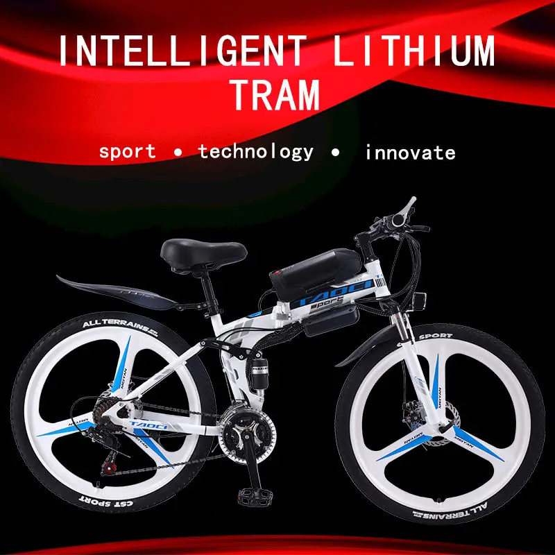 Akez 26 Inch Folding Electric Bike 36V 350W Motor 10Ah Battery Ultra High Carbon Steel Frame Adult E Bike — image 4