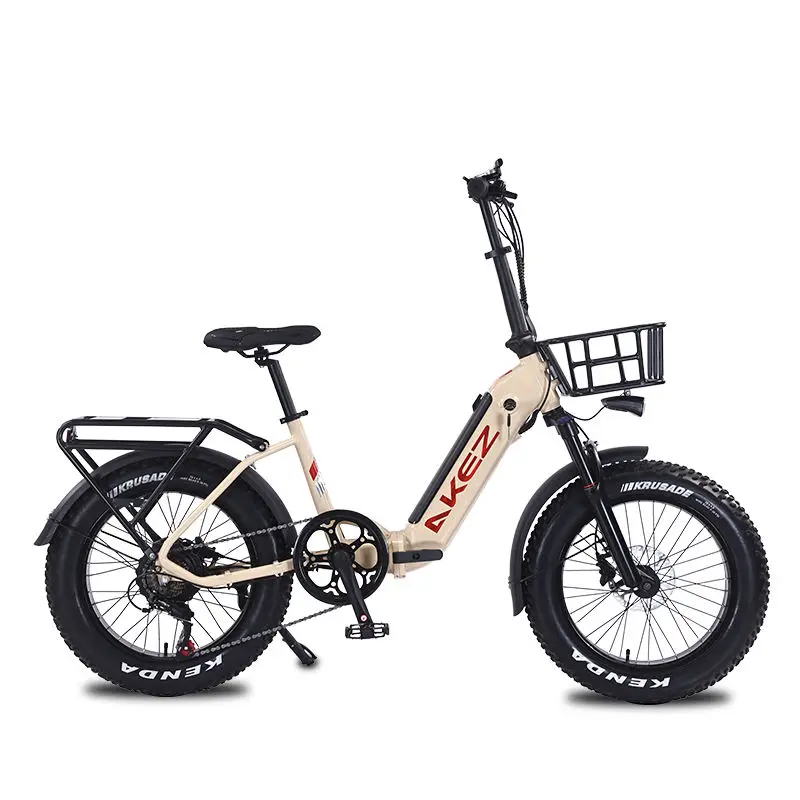 Akez 20"Electric folding bicycle|with a basket Extra-large storage space|48v 10ah 350w — view 1