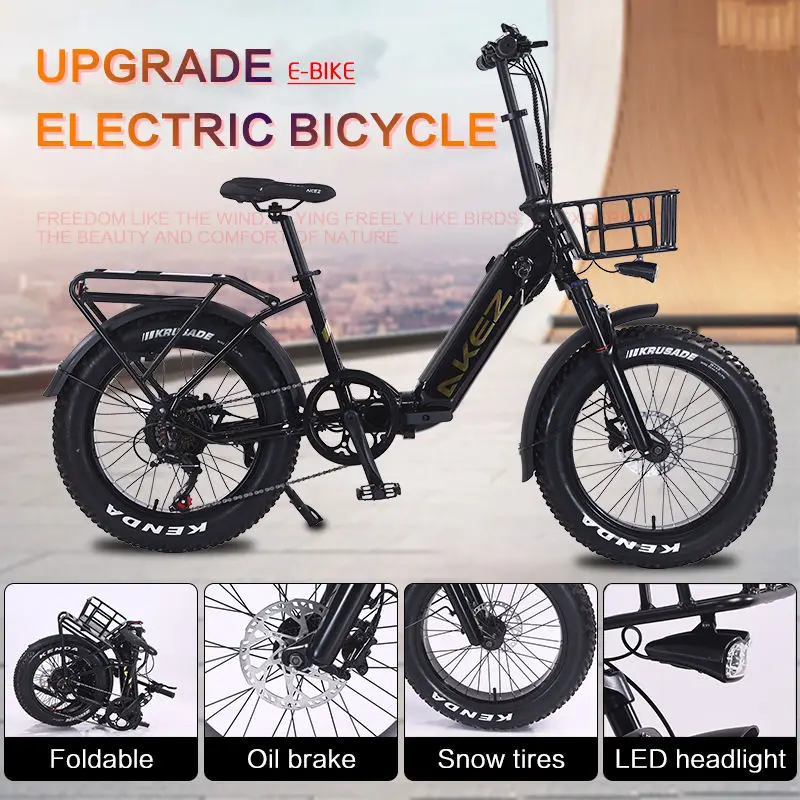 Akez 20"Electric folding bicycle|with a basket Extra-large storage space|48v 10ah 350w — image 4