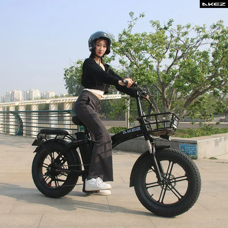 Akez 48V 750W Folding Fat Tire Electric Bike 16Ah Step Through Frame Portable Adult E Bike — image 7