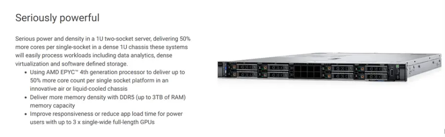 Dell Server PowerEdge R6625 2CPUS AMD EPYC 9334 2*1400W Power Supply 2*32GB DDR5 Memory in Stock — view 6