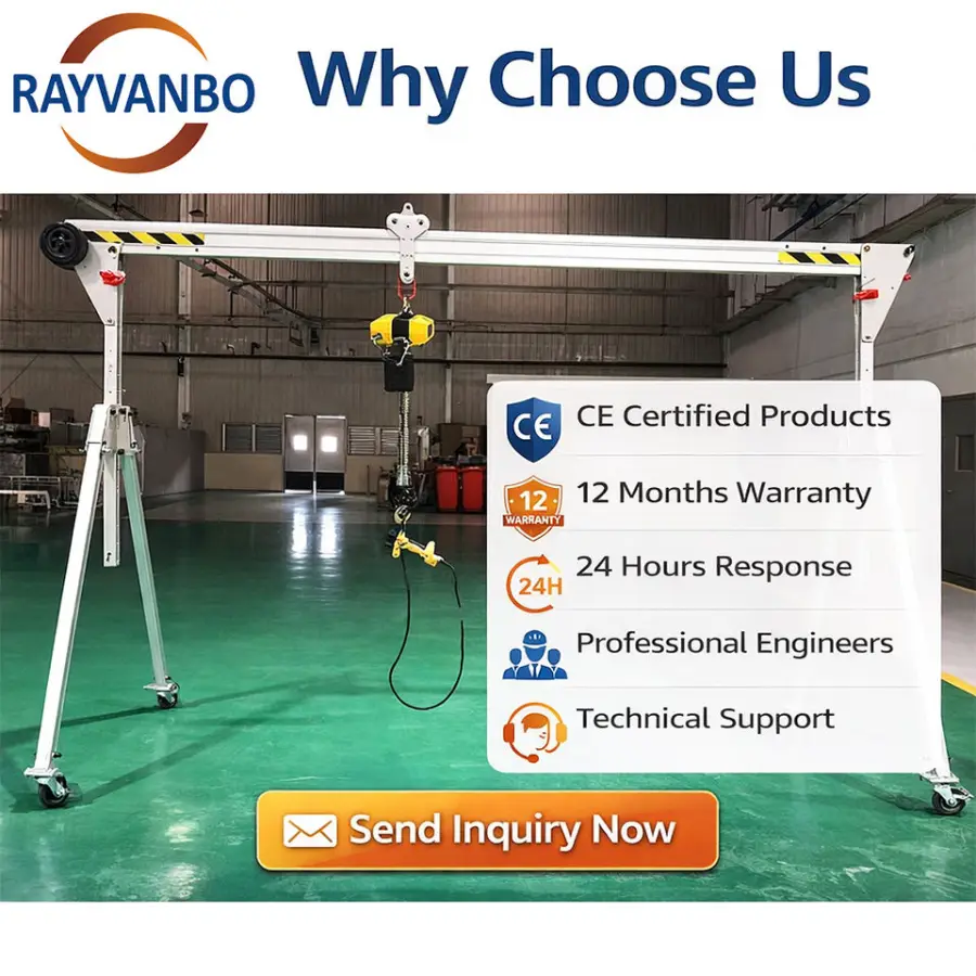 Lightweight Adjustable Height Mini Electric Mobile Portable Aluminium Gantry Crane with Remote Control — image 7