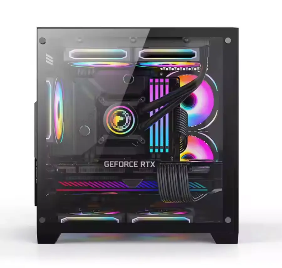 Factory Direct Sale M-ATX Gaming Case Horizontal Tempered Glass Customized PC Case — view 1