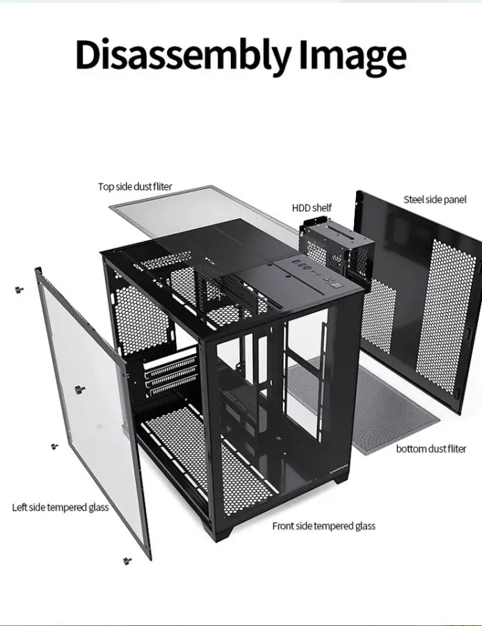 Factory Direct Sale M-ATX Gaming Case Horizontal Tempered Glass Customized PC Case — image 5