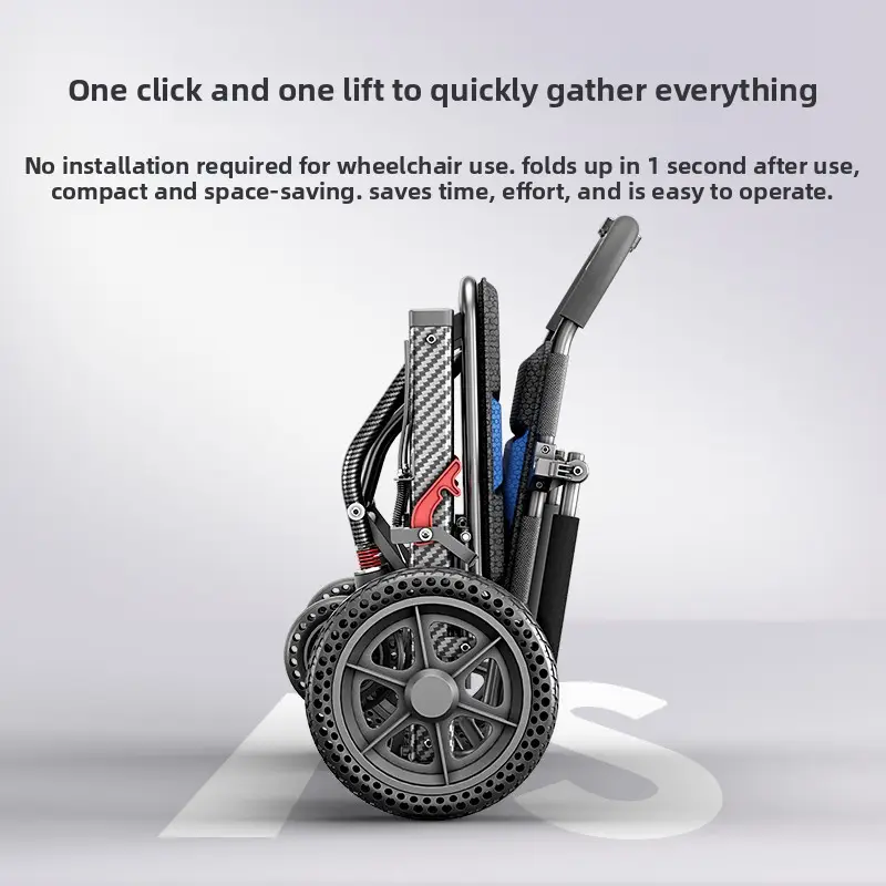 Lightweight, foldable, small wheelchair, specially designed for the elderly, portable aluminum alloy airplane wheelchair — image 2