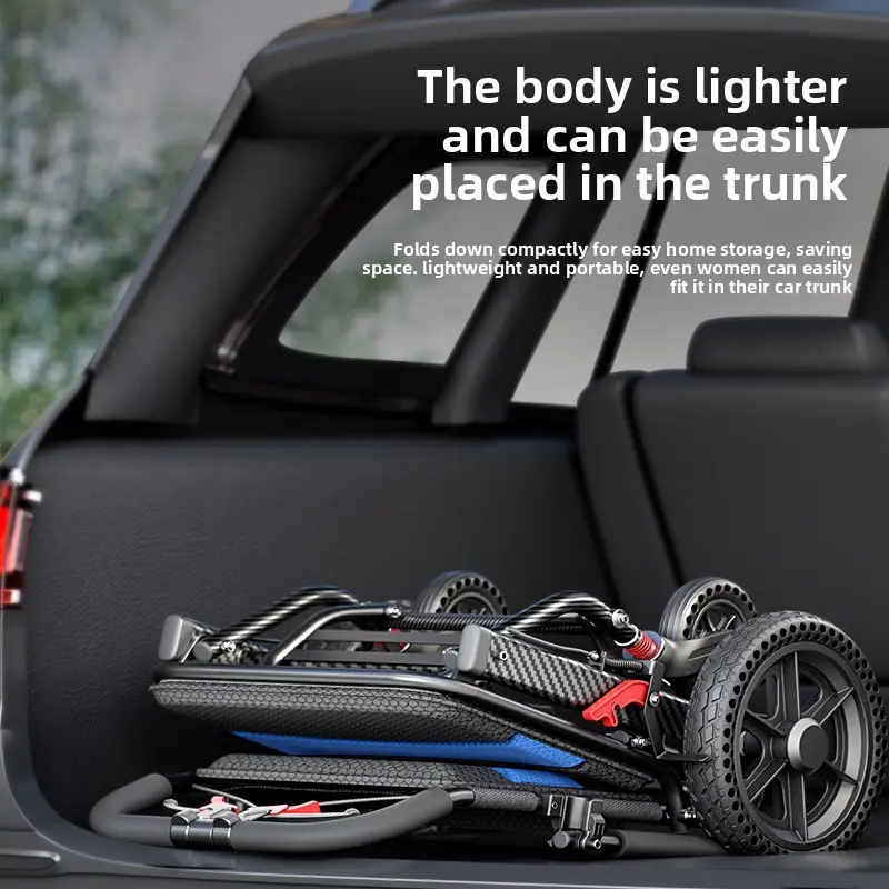 Lightweight, foldable, small wheelchair, specially designed for the elderly, portable aluminum alloy airplane wheelchair — image 3
