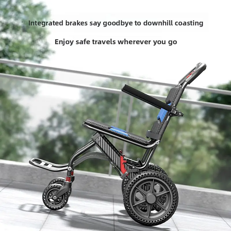 Lightweight, foldable, small wheelchair, specially designed for the elderly, portable aluminum alloy airplane wheelchair — image 4