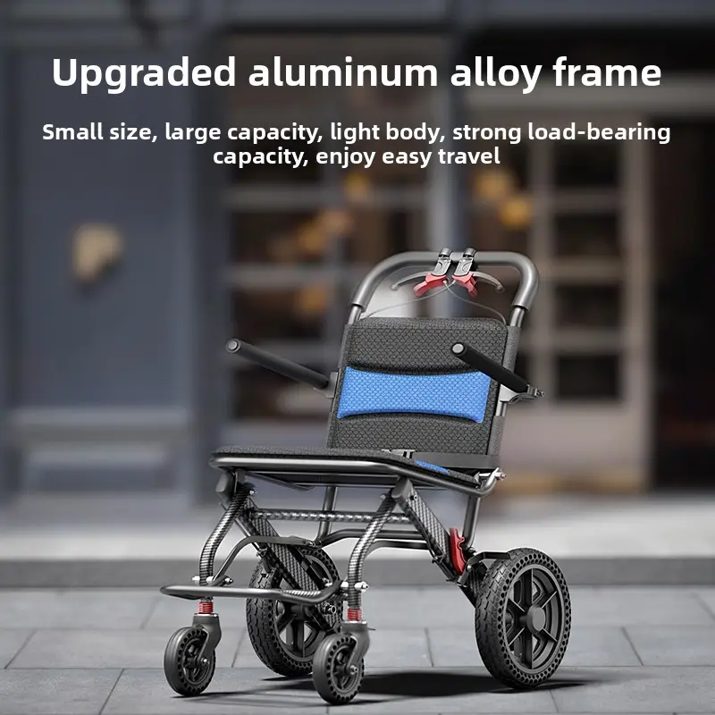Lightweight, foldable, small wheelchair, specially designed for the elderly, portable aluminum alloy airplane wheelchair — image 5