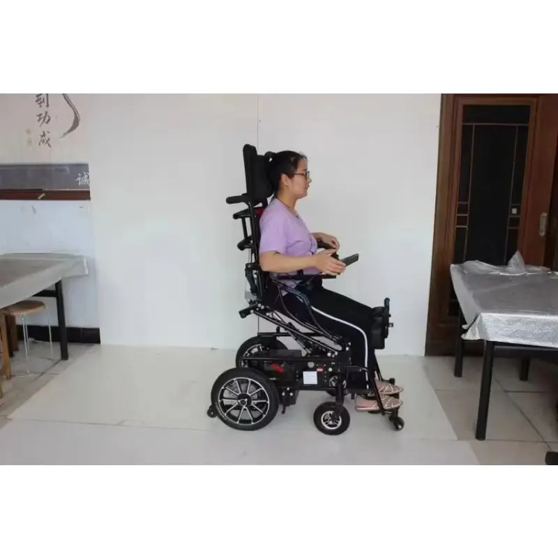 2025 Good Quality Powerful Motors Rehabilitation Medical Big Wheels Foldable Adjusted Backrest Standing up Electric Wheelchair — image 5