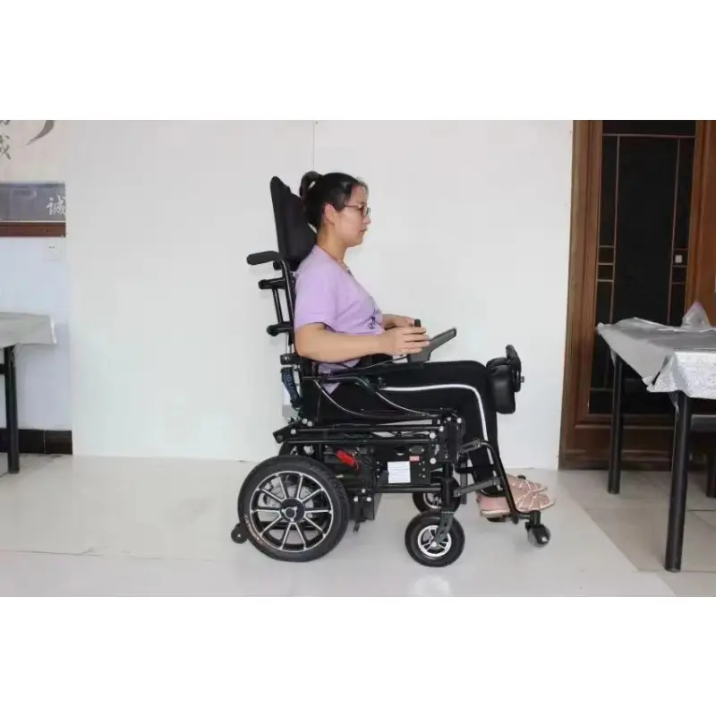 2025 Good Quality Powerful Motors Rehabilitation Medical Big Wheels Foldable Adjusted Backrest Standing up Electric Wheelchair — image 6