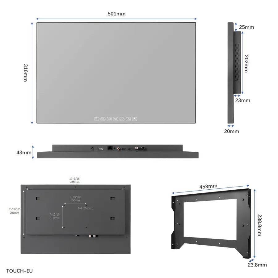 Souria 22 inches Touchscreen Android Smart Mirror LED Television for Bathroom SPA FHD DTV Tuner DVB ATSC Kitchen — view 7