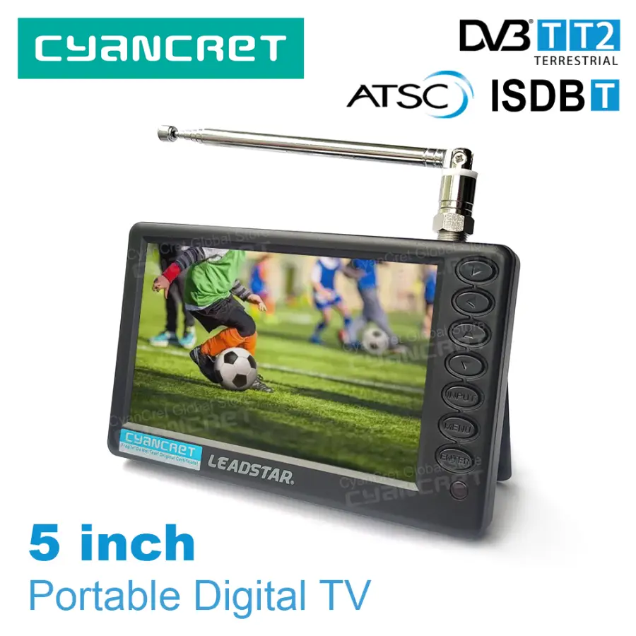 LEADSTAR D5 Portable TV Pocket TV 5 Inch DVB-T2 ATSC ISDB-T TDT DTT Digital and Analog Mini Small Car Television Support — view 1
