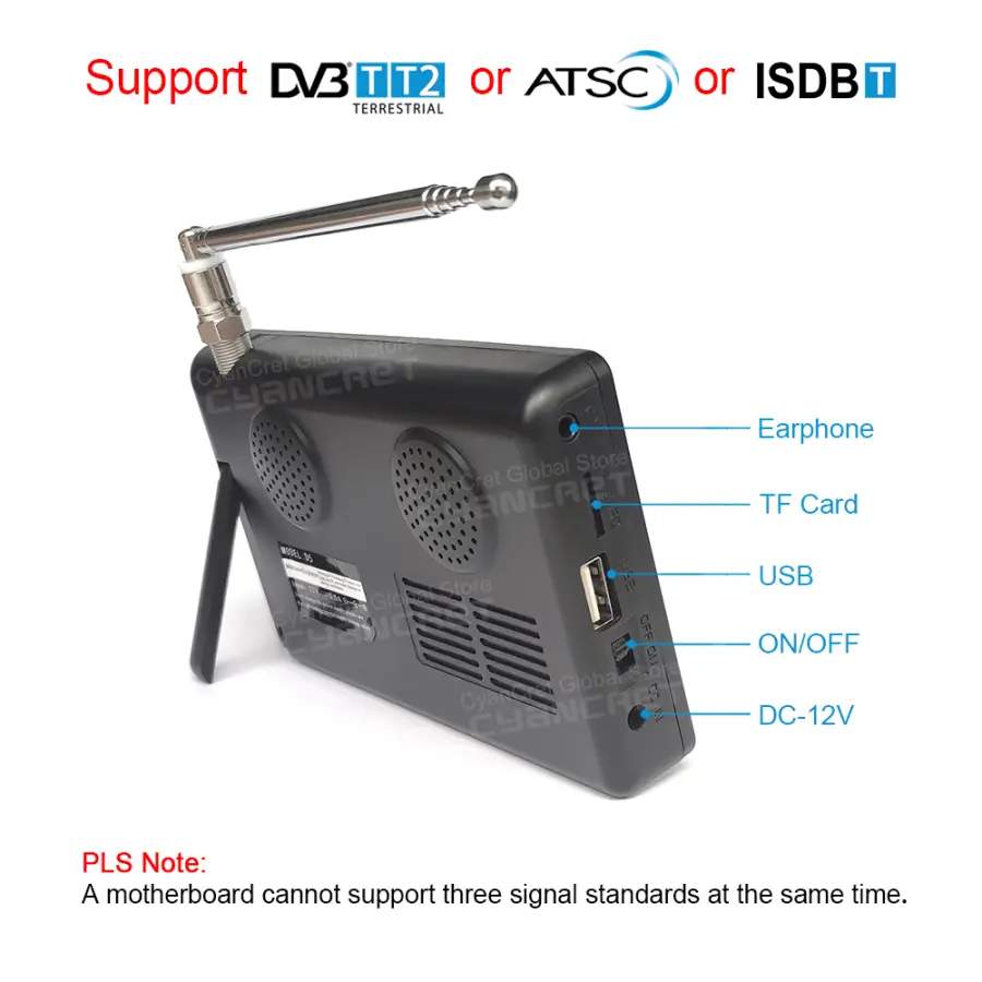 LEADSTAR D5 Portable TV Pocket TV 5 Inch DVB-T2 ATSC ISDB-T TDT DTT Digital and Analog Mini Small Car Television Support TF AC3 — image 2