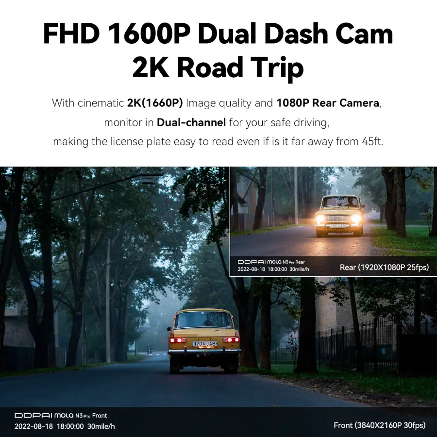 DDPAI Mola N3 Pro Dash Camera Driving Vehicle Cam Wifi Smart Connect Car Recorder 2.5K Car DVR Dash Camera — image 3
