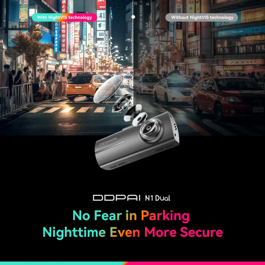 DDPAI Dash Cam N1 Dual Front & Rear Recording NightVIS 1296P Dash Cam Recorder Car DVR App Control — image 4