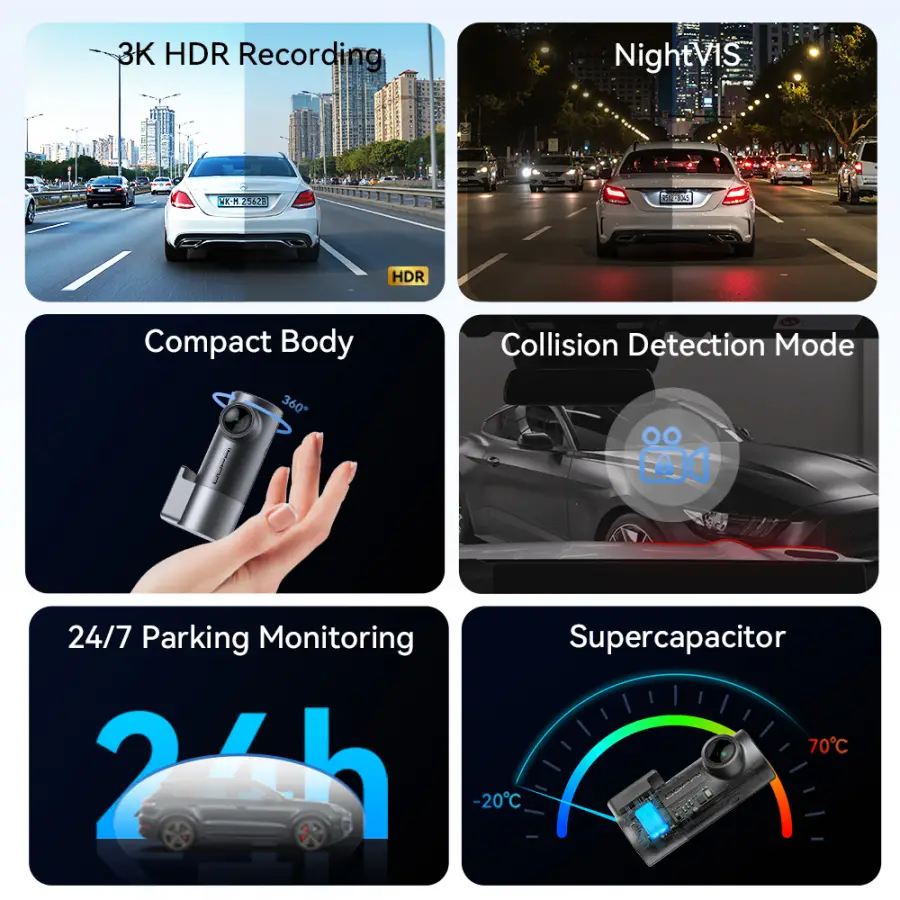 DDPAI MINI Pro Dash Cam 3K HDR 1620P Car DVR with WiFi Night Vision WDR Voice Control 24H Parking Monitor 143° FOV — image 3