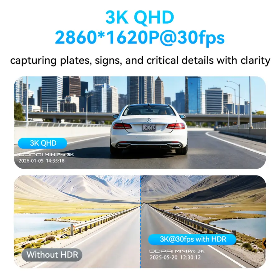 DDPAI MINI Pro Dash Cam 3K HDR 1620P Car DVR with WiFi Night Vision WDR Voice Control 24H Parking Monitor 143° FOV — image 4